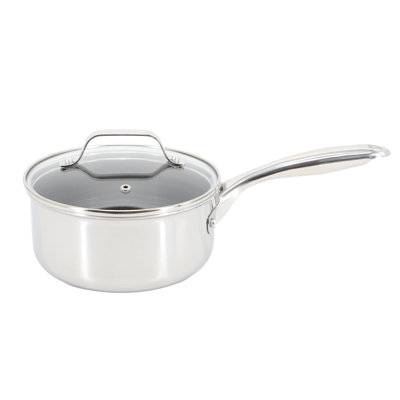 Oster Modessa 2.5qt Nonstick Triply Stainless Steel Saucepan with Honeycomb Design in Silver