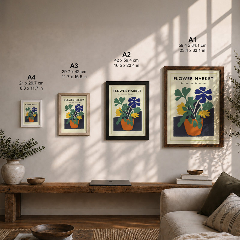 Flower Market Mid-Century - Print, A4 - 29.7 x 21.0 cm, White