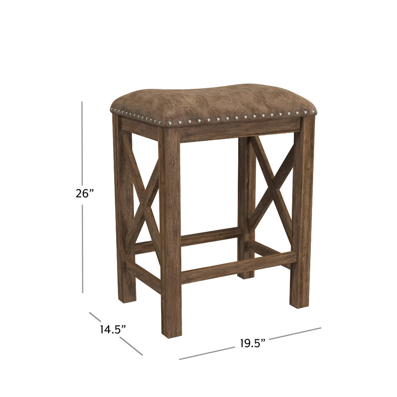 Takengon Upholstered Counter Stool with Solid Wood Frame