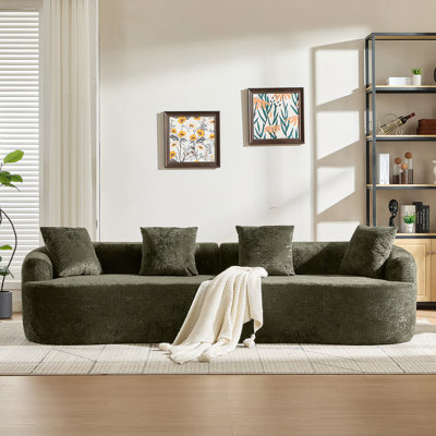Causeuse courbée avec siège profond, coussins en mousse viscoélastique et 3 coussins pour petits espaces, aucun assemblage requis.