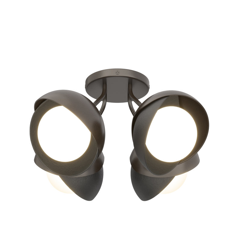 Brooklyn 4 - Light Double Shade Semi Flush Mount, Oil Rubbed Bronze, Black