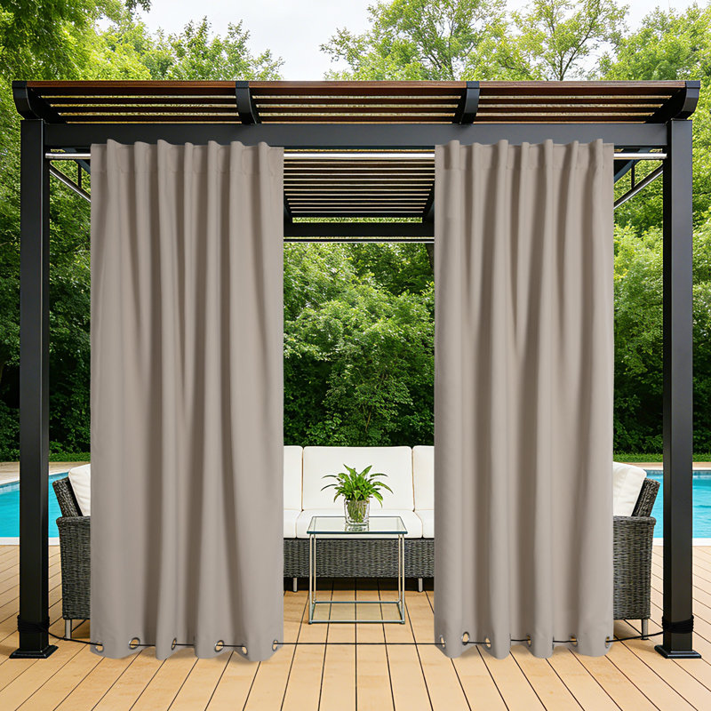 Rideaux occultants unis pour l'extérieur, Kaki, L 52 po x L 96 po