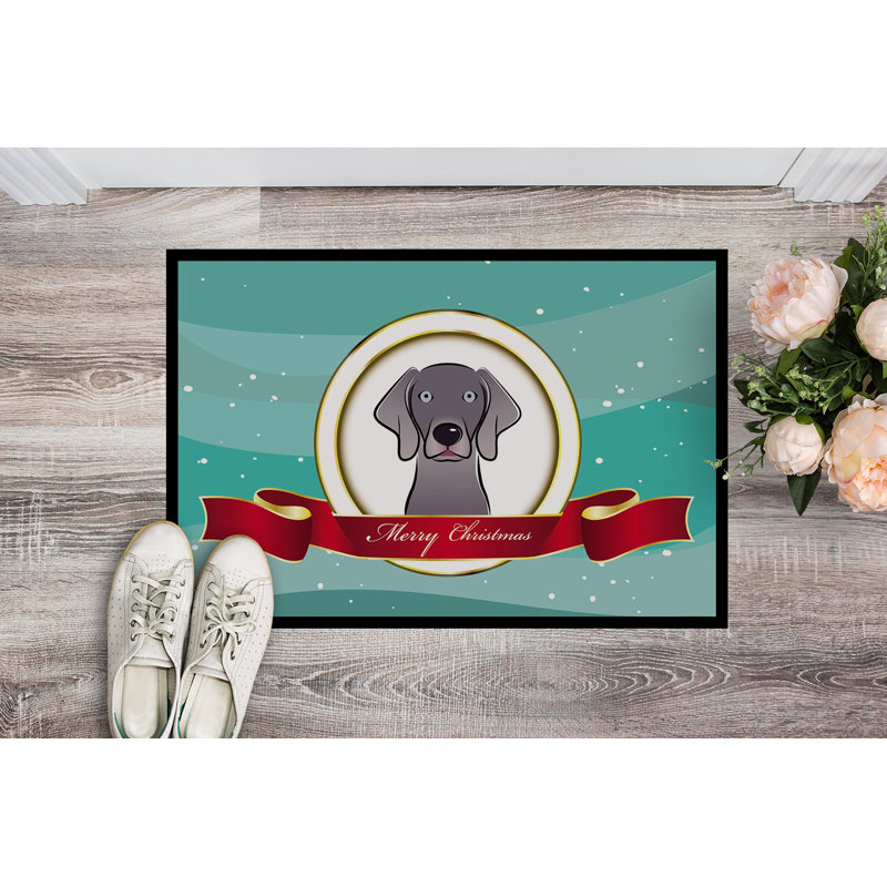 Tapis de porte pour l’extérieur antidérapant weimar merry christmas, Rectangle 1 pi 6 po x 2 pi 3 po