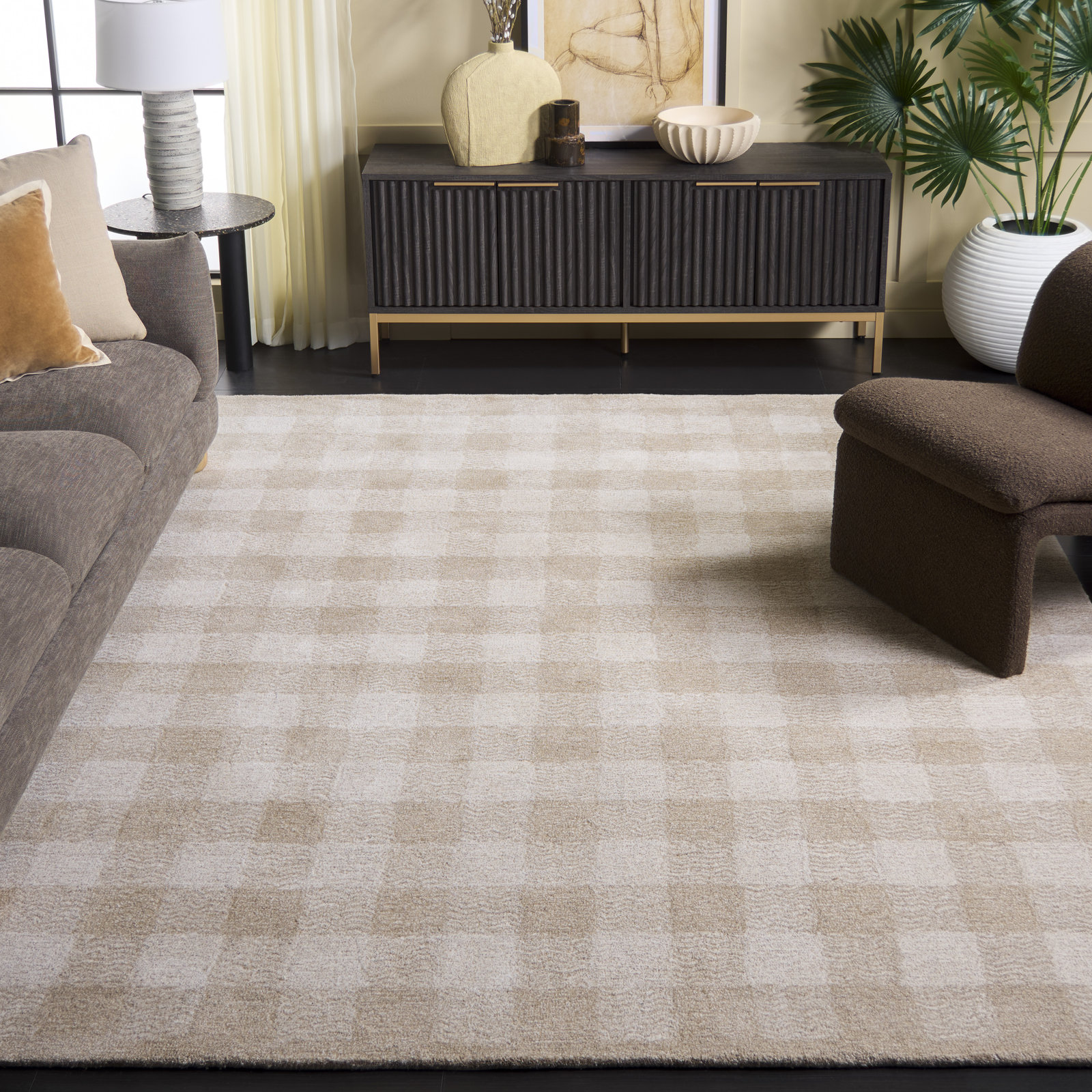 Hand-Tufted Wool Checkered Rug, Rectangle 8' x 10'
