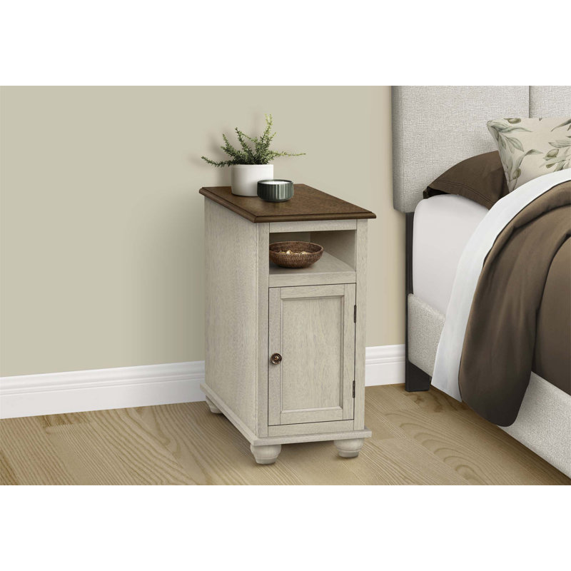 Table d'appoint étroite en placage avec rangement, conception traditionnelle pour la chambre à coucher et le salon