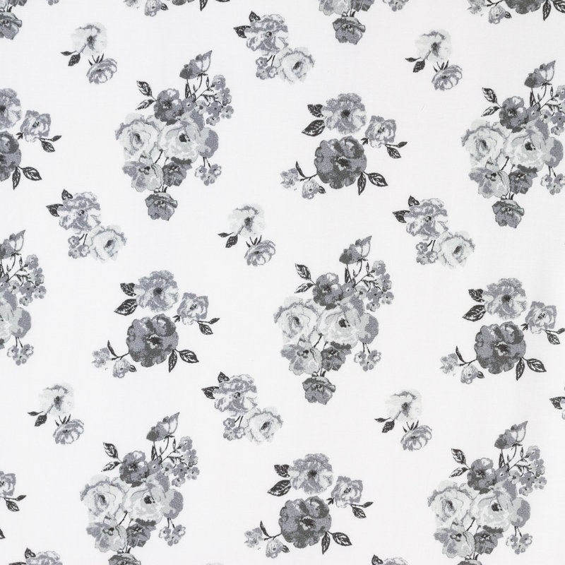 Imprimé de roses délavées. Ensemble de draps 100% coton, Grand, Gris/blanc