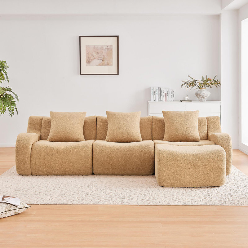 Canapé désossé, tissu en peluche de haute qualité à 3 places, conception antidérapante, conception épurée sans accoudoirs incurvés, chaise d'assemblage éponge haute densité 32D pour le salon, la chambre à coucher et le salon