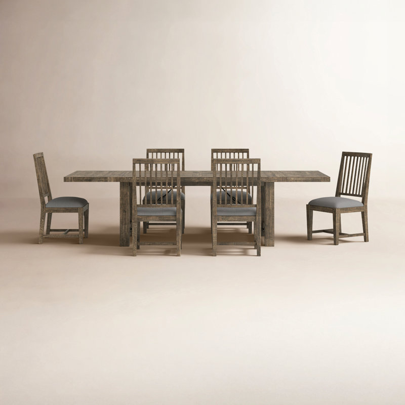 Amesfield 6 - Person Extendable Pine Solid Wood Top Double Pedestal Dining Set