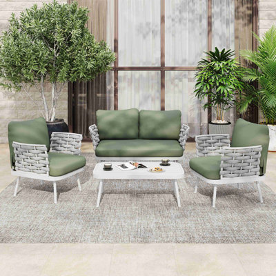 Mariano Steel Coversation Set, Off White+Green