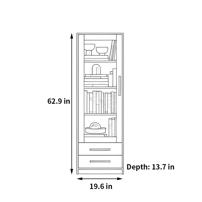 Memmott, (4 Shelves) 62.9"H x 19.6"W x 13.7"D