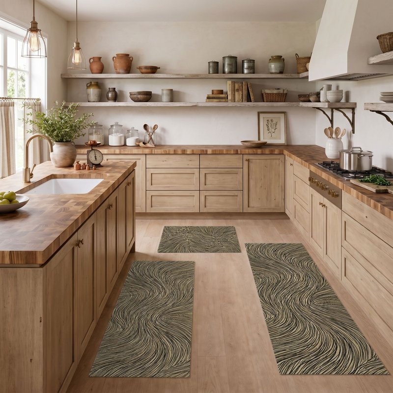 Tapis de cuisine lavables antidérapants Wavy Lines