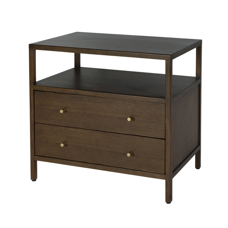 Table de chevet 2 tiroirs Sloane, Marron foncé