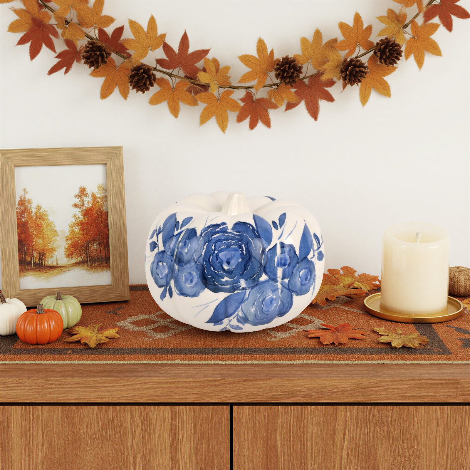 Blue Camellia Ceramic Sculpture