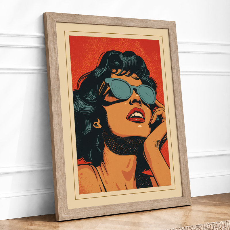 Bold Glamour Pop Art - Framed Print, A4 - 29.7 x 21.0 cm, Oak