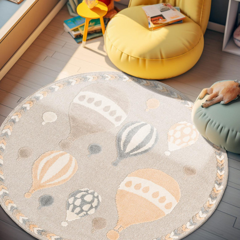 Unique Loom Balloons Whimsy Kids Rug, Round 7'1"