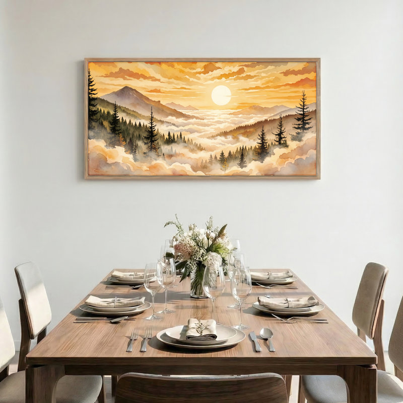 «Mountain Sunrise», reproduction d'art sur toile encadrée de 1 x 58 po x 28 po, 58 po x 28 po
