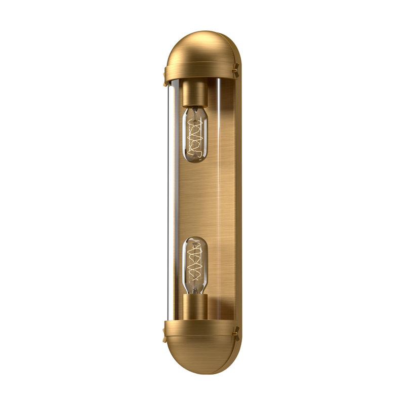 Cyrus Aged Gold 2-Light Outdoor Wall Sconce with Clear Glass