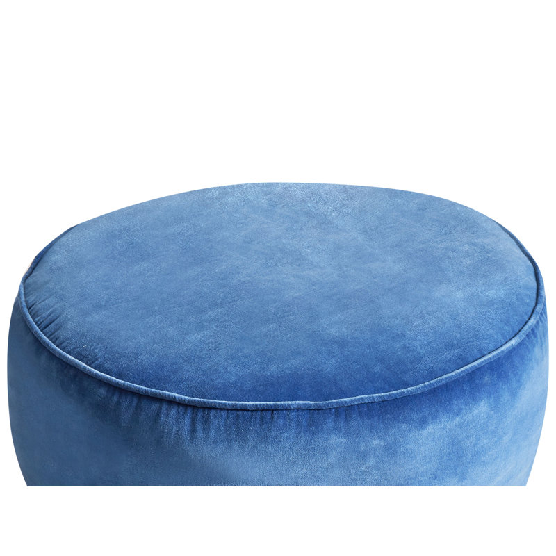 60cm Wide Round Solid Colour Pouffe Ottoman, Blue