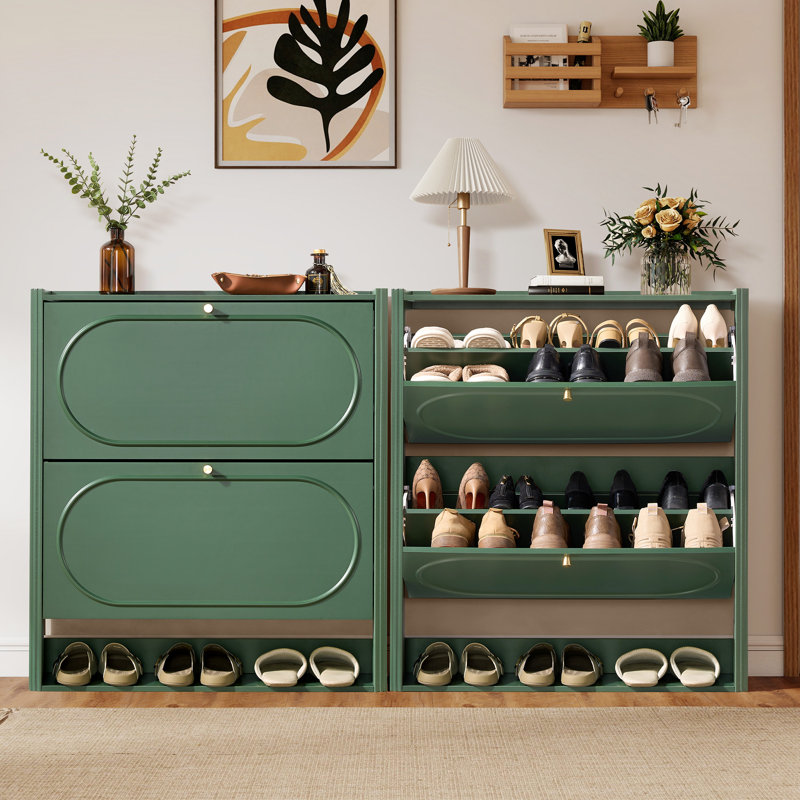 20 Pair Shoe Storage Cabinet, Green