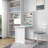 Wall-Mounted Folding Desk, Modern Convertible Fold Out Computer Desk, Foldable Floating Cabinet Table with Multi-Level Storage Shelves for Home, Office, White