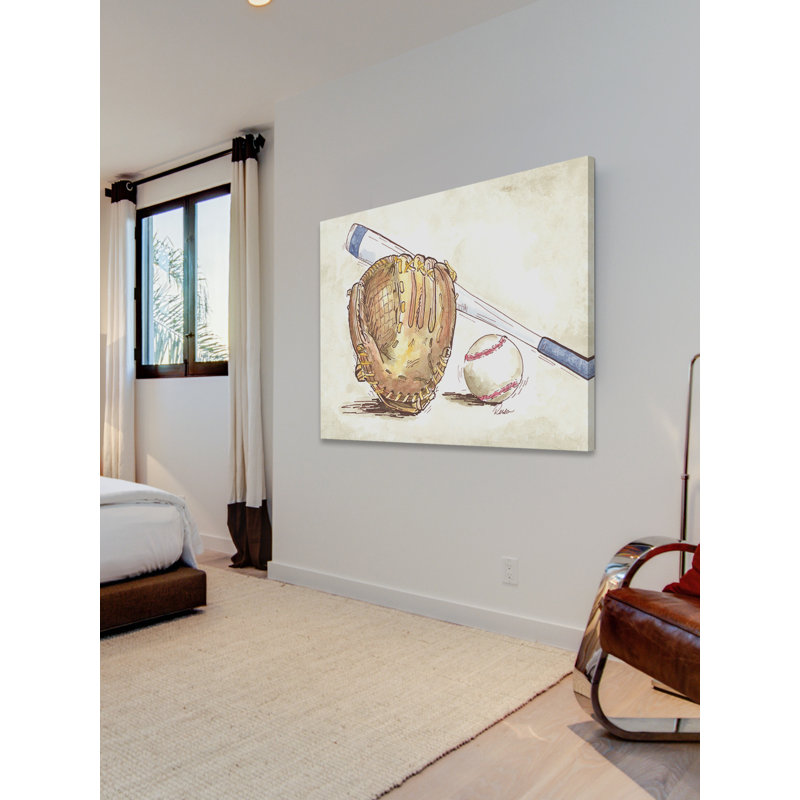 "Baseball Gear" par Reesa Qualia, reproduction sur toile tendue, H 24 po x l 31 po x P 1,5 po