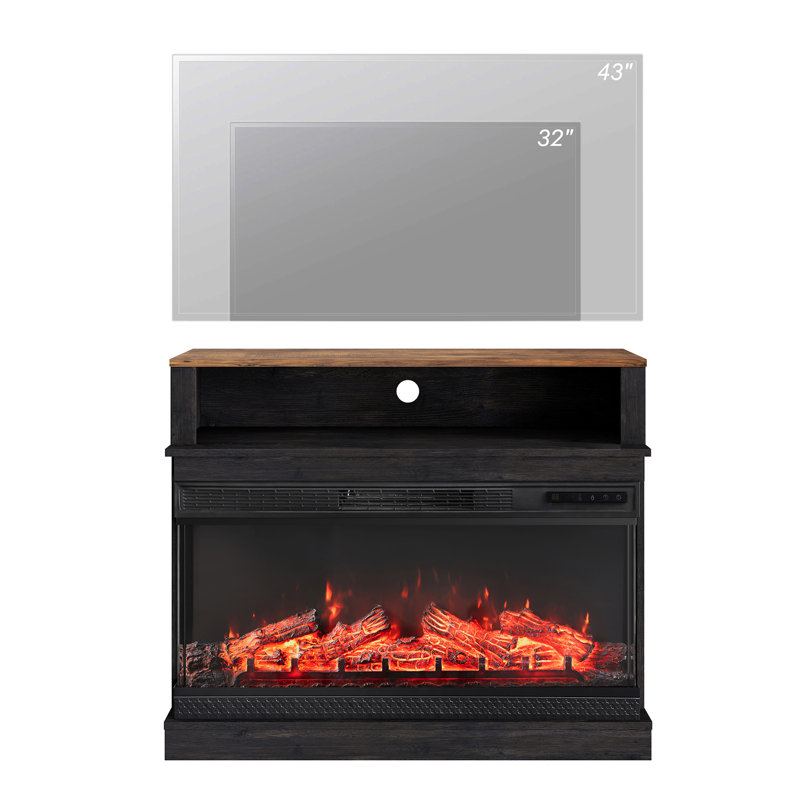 Gracie Oaks Fireplace TV Stand For 45 Inch TV, Black