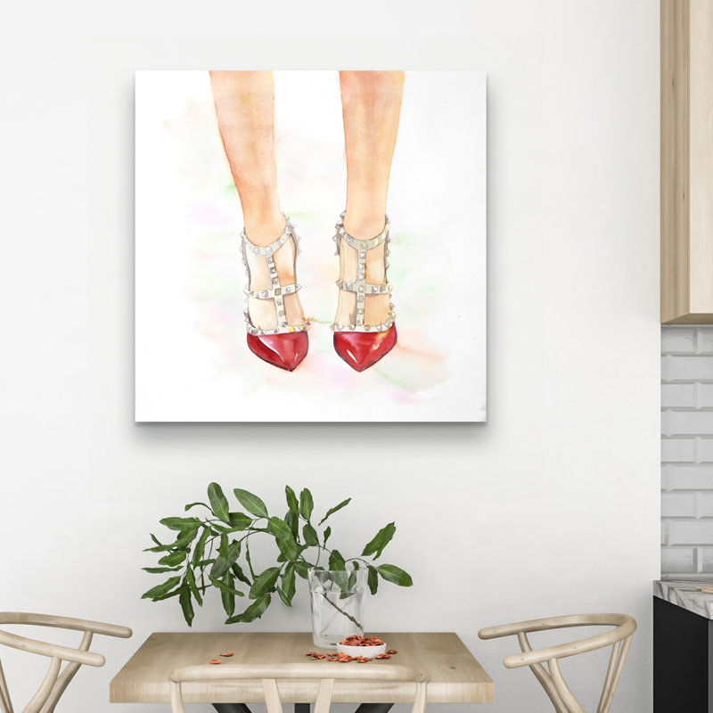 studded high heels - 32"x32" art on canvas
