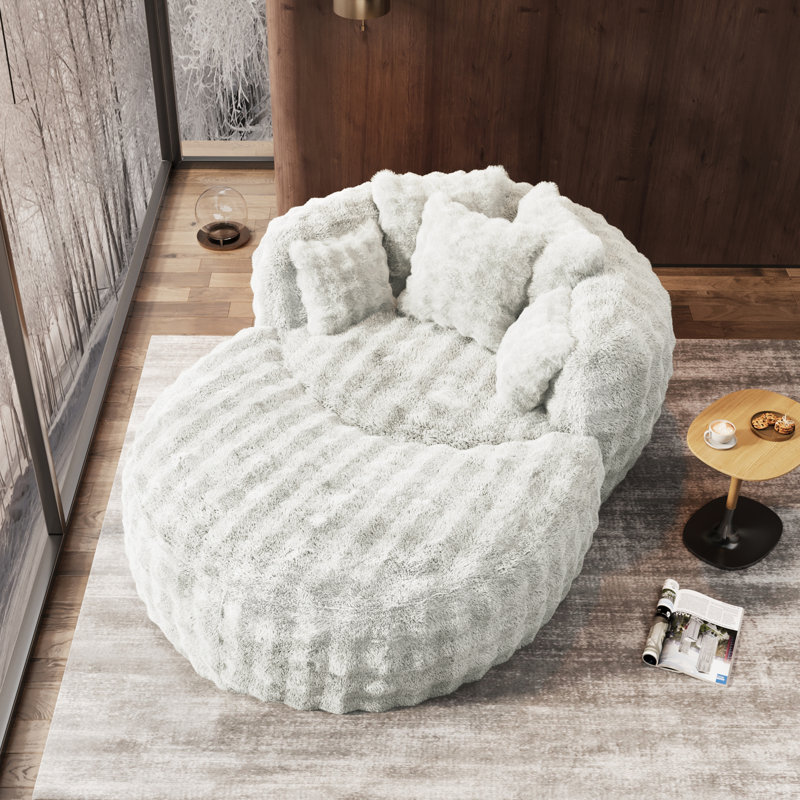 75" Upholstered Barrel Chair - Plush Bubble Velvet Compressed Chair, Beige Polyester