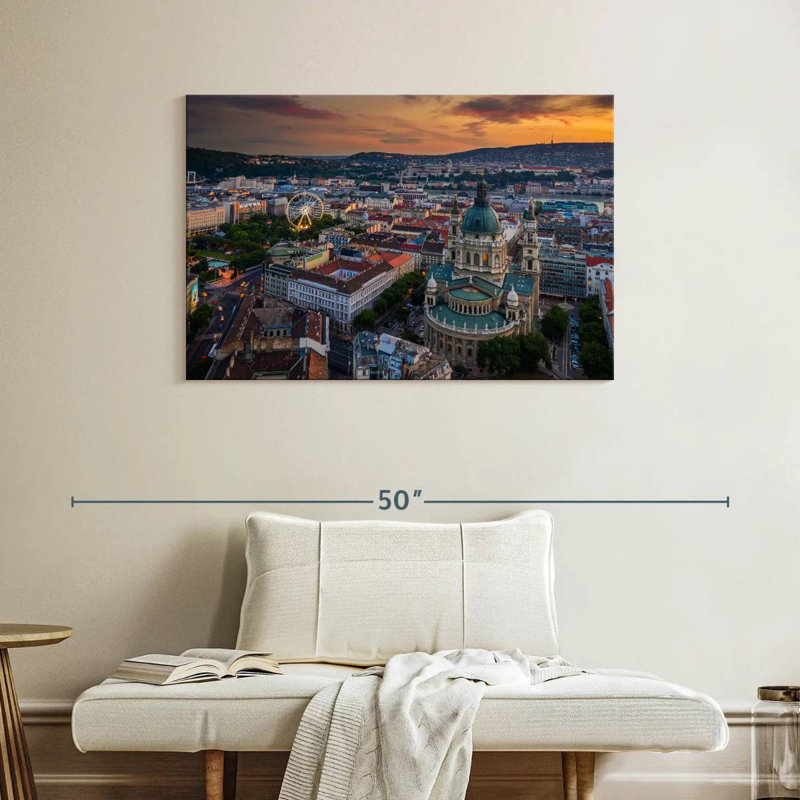 Coucher de soleil à Budapest, H 26 po x l 39 po