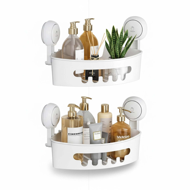 Ensemble de 2 paniers de douche à ventouse de coin sans perçage