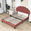 Grand lit plateforme tapissier Nahomie avec tête de lit en velours à motif floral-651498761