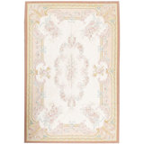 Hand-Knotted High-Quality Ivory and Rose Area Rug