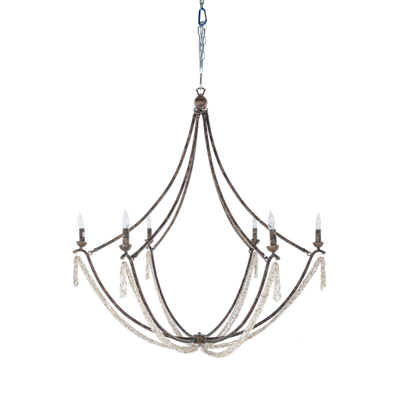 Nakita 6 - Light Candle Style Chandelier, Rust Brown
