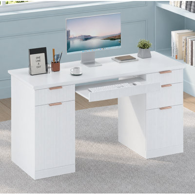 Bureau cannelé moderne avec rangement Ato