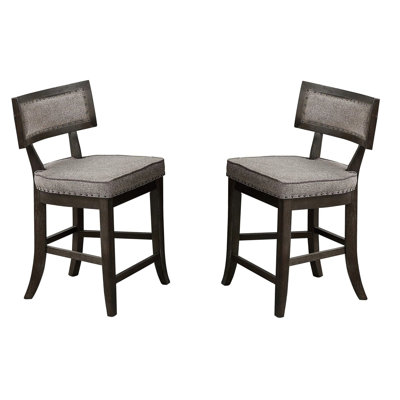 2Pcs Counter Height Dining Room Chairs, Solid Wood & Veneer, Rustic , Soft Cushion Seat, Modern Design Of 2 -Colored Seat Chair
