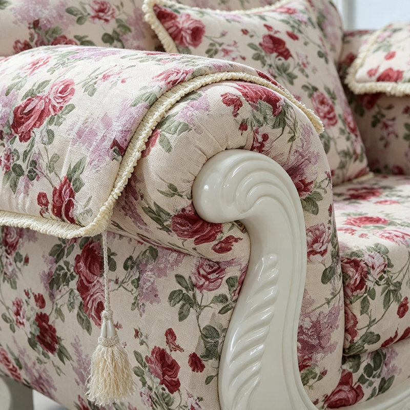 Canapé en tissu luxueux de style européen.