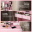 Ensemble de coiffeuse maquillage avec miroir et tabouret, coiffeuse pour petites chambres, rose