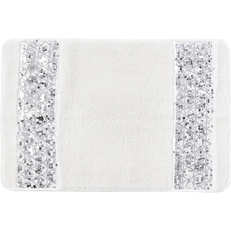 Ced Non-Slip Bath Rug, White, 34" X 21"