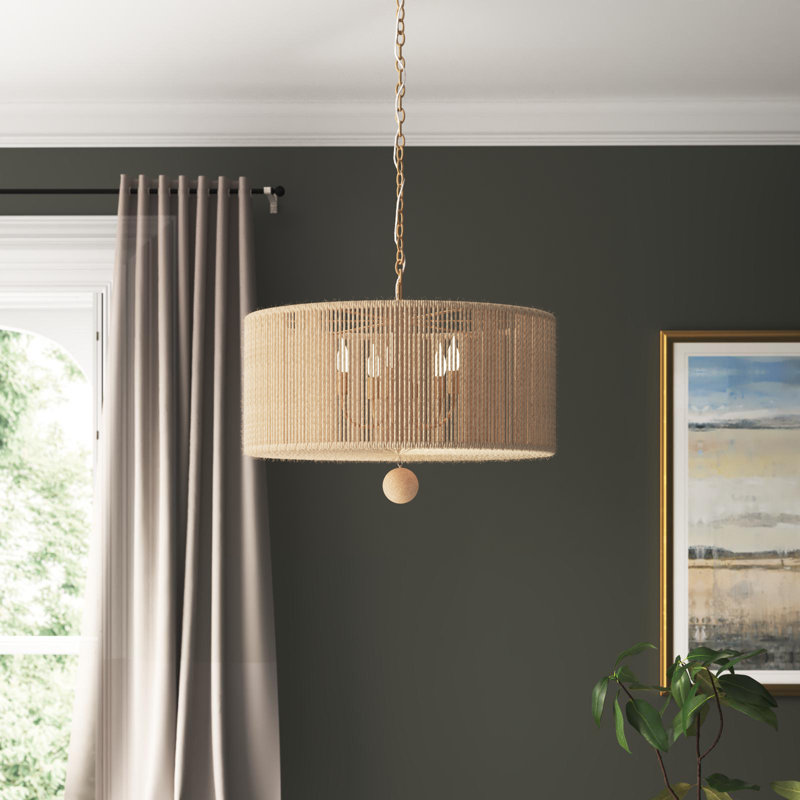 Kason 5 - Light Natural/Bronze Drum Pendant