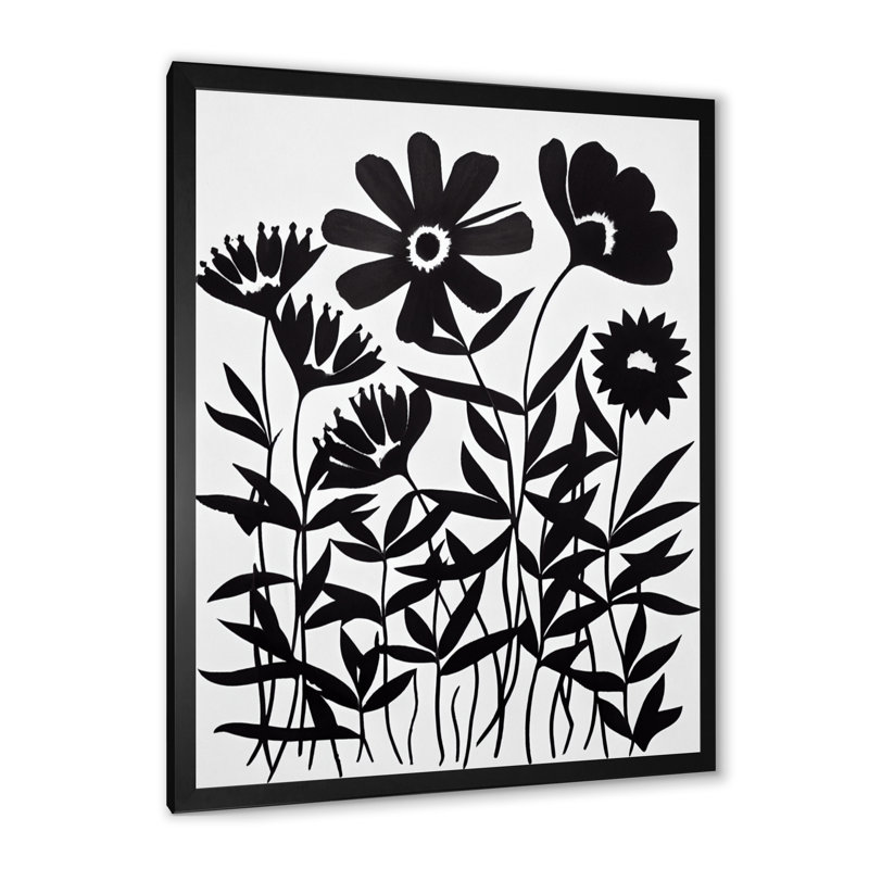 Fleurs noires et blanches IV, Cadre photo noir, H 20 po x l 12 po x P 1 po