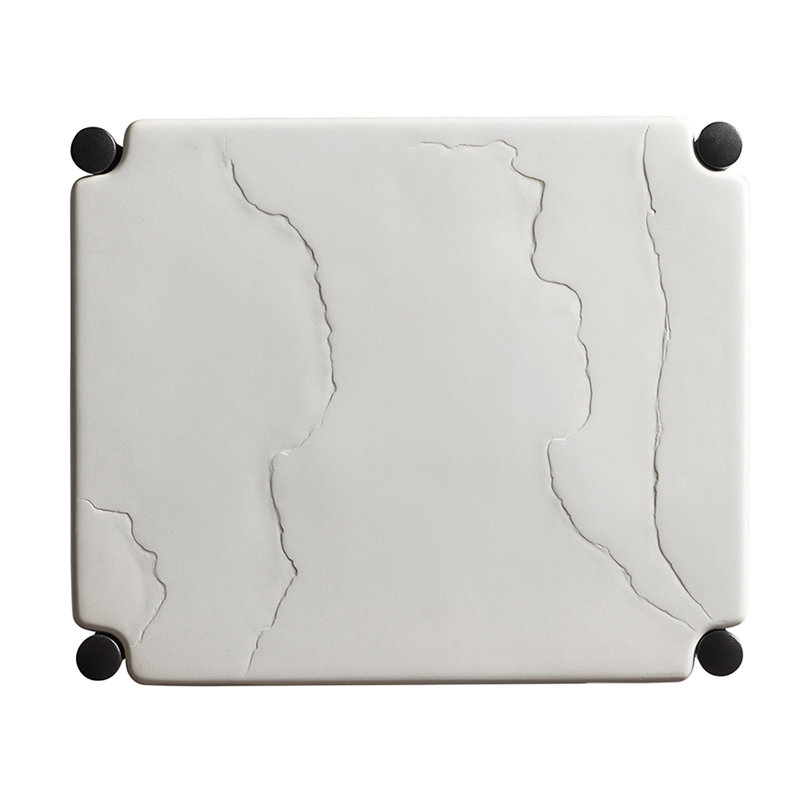 Pavlova Black Rectangular End Table with Limestone Top