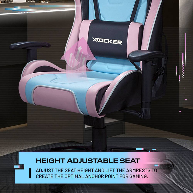 X Rocker Agility Esports Gaming Chair, Pink/Blue
