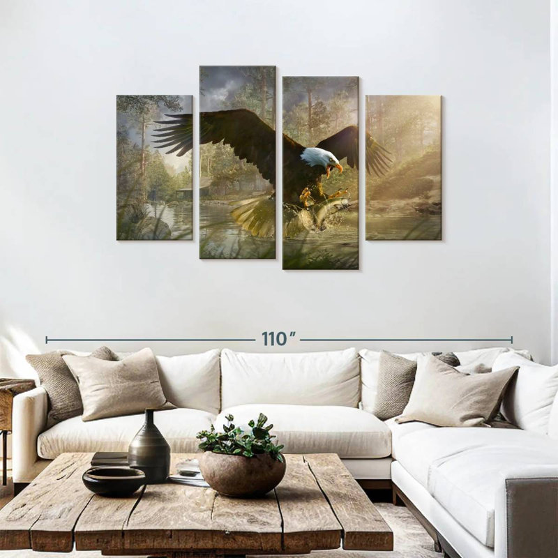 Brampt Bald Eagle Catching Fish, 48" H x 75" W
