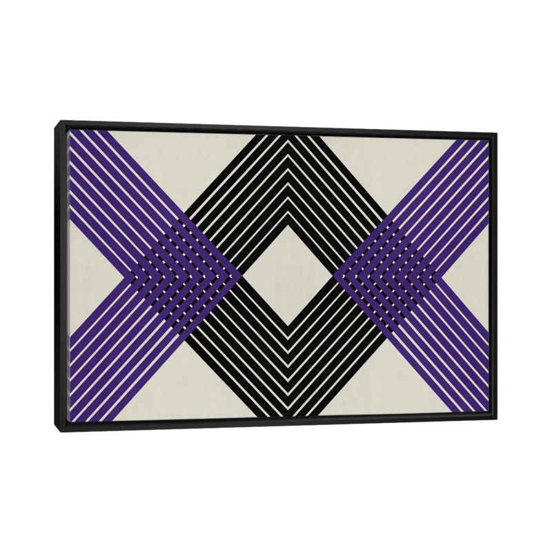 Albree moderne, losange entrecroisé, impression sur toile, Toile avec cadre flottant noir, Pas de tapis