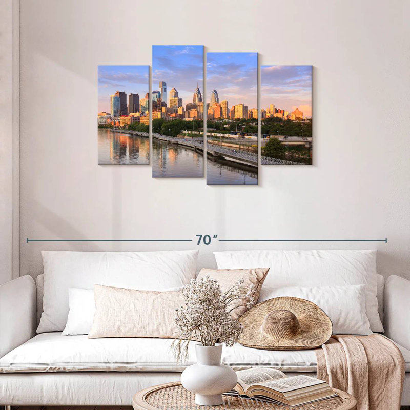Philadelphia evening skyline Sireci, H 27 po x l 43 po