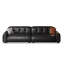 Causeuse-coussin modulable noire en cuir véritable