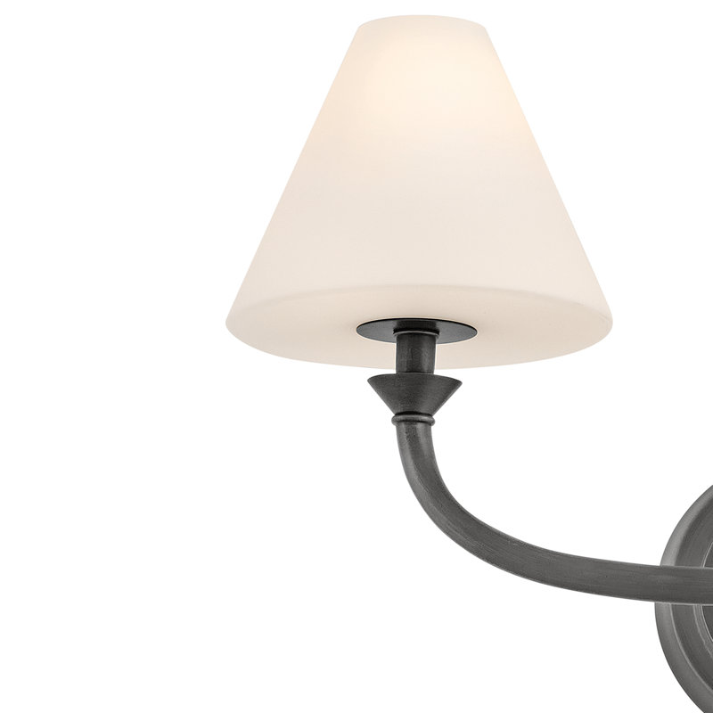 Éclairage pour meuble-lavabo en verre opale 2 lumières Greta de Hinkley, Noir, noir, noir, noir