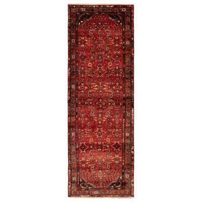 Arthar One-of-a-Kind Runner 3'3" X 9'6" 1990s Runner Wool Area Rug Red