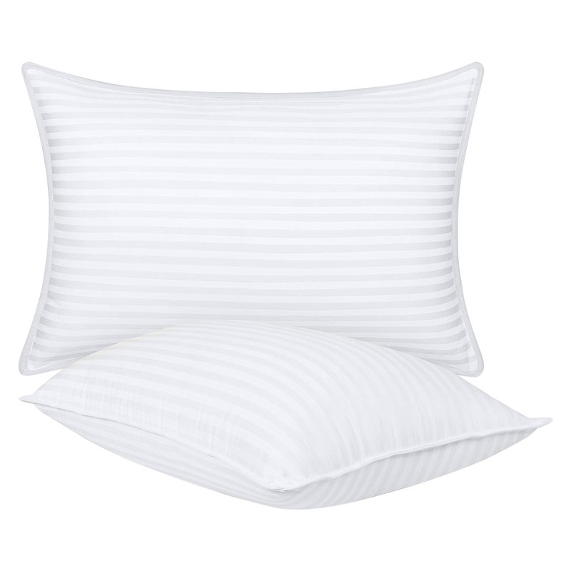 Set Of 2 Cotton Pillows Breathable Hotel Quality Down Alternative Bed Pillow, Standard