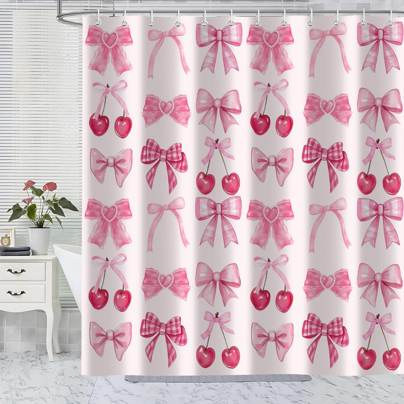 Ensemble de 4 rideaux de douche cerise